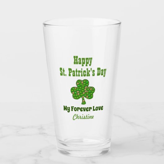 St Patricks Day Irish Kleeblatt Clover Liebe Pint Glas (Vorderseite)