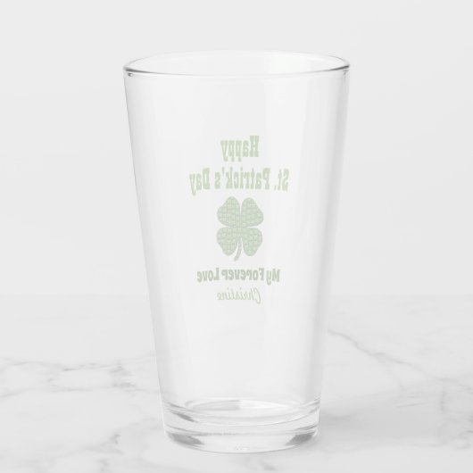 St Patricks Day Irish Kleeblatt Clover Liebe Pint Glas (Rückseite)