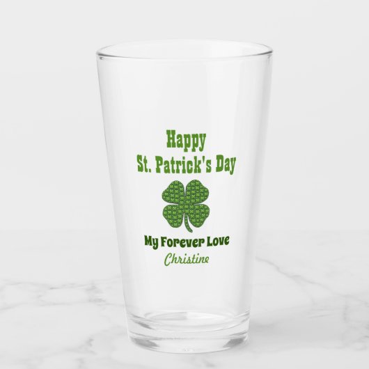 St Patricks Day Irish Kleeblatt Clover Liebe Pint Glas (Vorderseite)