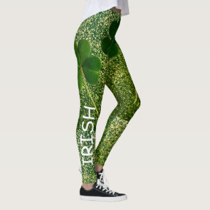 St Patrick's Day Irish Kleeblatt Glitzer Green 202 Leggings