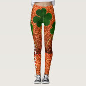 St Patrick's Day Irish Kleeblatt Gold Glitzer Gree Leggings (Vorderseite)