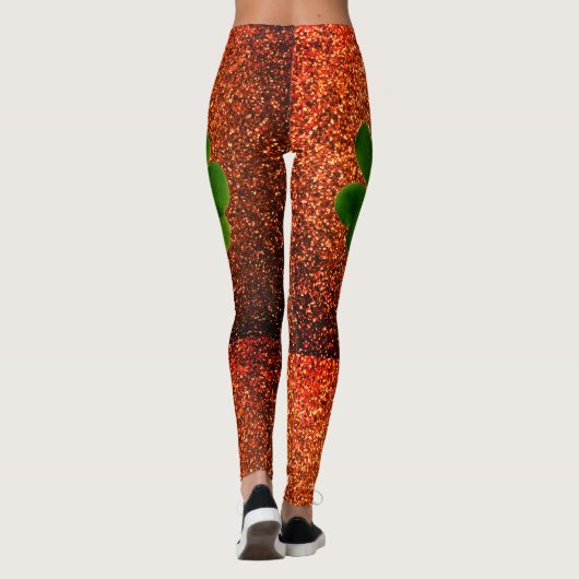 St Patrick's Day Irish Kleeblatt Gold Glitzer Gree Leggings (Rückseite)