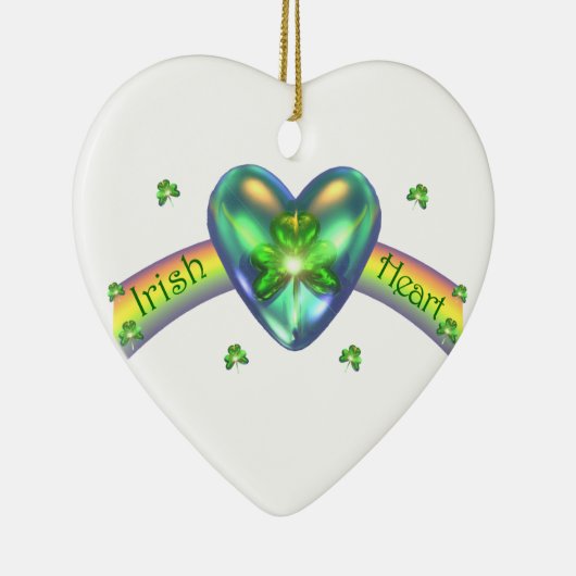 St. Patricks Day Irish Kleeblatt Herz Keramikornament (Rechts)