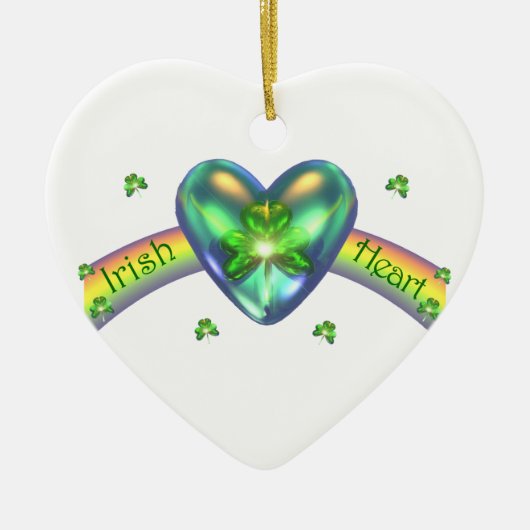 St. Patricks Day Irish Kleeblatt Herz Keramikornament (Vorne)