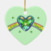 St. Patricks Day Irish Kleeblatt Herz Keramikornament (Hinten)