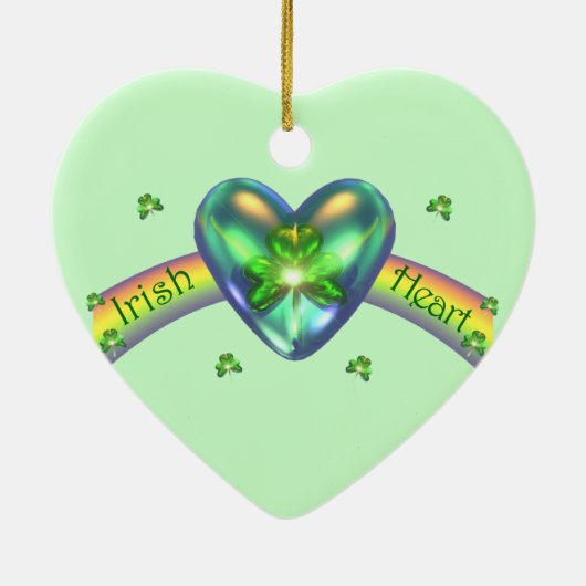 St. Patricks Day Irish Kleeblatt Herz Keramikornament (Hinten)