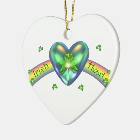 St. Patricks Day Irish Kleeblatt Herz Keramikornament (Links)