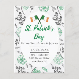 St. Patricks Day Irish Kleeblatt Party Einladung. Postkarte