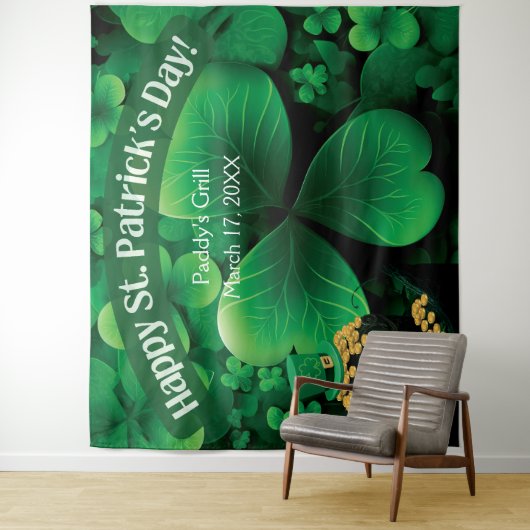 St. Patrick's Day Irish Kleeblatt Party Hintergrun Wandteppich (Beispiel)