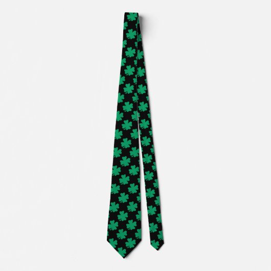 St Patricks Day Irish Kleeblatt Pattern Green Blac Krawatte (Vorderseite)