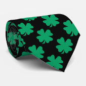 St Patricks Day Irish Kleeblatt Pattern Green Blac Krawatte (Gerollt)