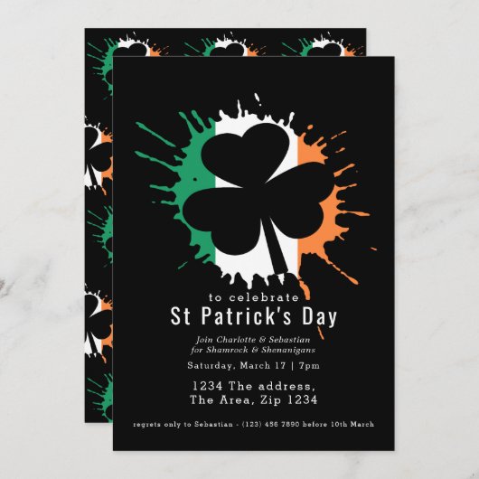 St Patricks Day Irish Kleeblatts und Shenanigans Einladung (Vorne/Hinten)