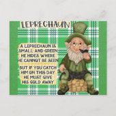 St Patricks Day Irish Leprechaun Gedicht Green Postkarte (Vorderseite)