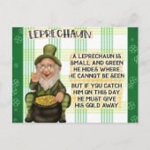 St Patricks Day Irish Leprechaun Gedicht Postkarte (Vorderseite)