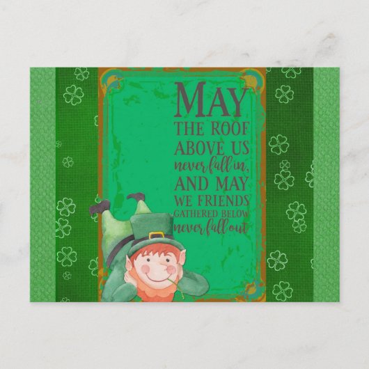 St Patricks Day Irish Leprechaun Green Kleeblatt Postkarte (Vorderseite)