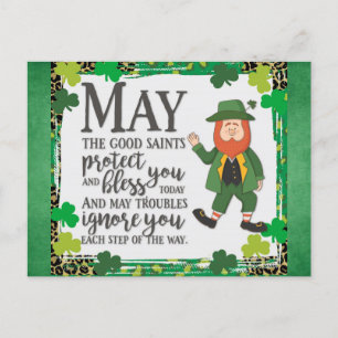 St Patricks Day Irish Leprechaun Green Kleeblatt Postkarte