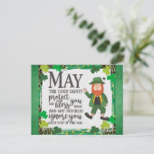 St Patricks Day Irish Leprechaun Green Kleeblatt Postkarte (Stehend Vorderseite)