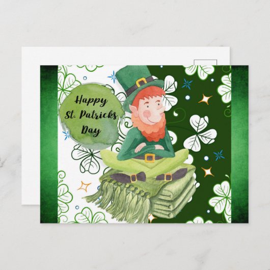 St Patricks Day Irish Leprechaun Kleeblatt Green Postkarte (Vorne/Hinten)