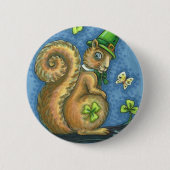ST. PATRICK'S DAY IRISH LEPRECHAUN SQUIRREL, Lucky Button (Vorderseite)