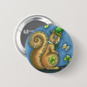 ST. PATRICK'S DAY IRISH LEPRECHAUN SQUIRREL, Lucky Button (Vorne & Hinten)