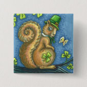 ST. PATRICK'S DAY IRISH LEPRECHAUN SQUIRREL, Lucky Button (Vorderseite)