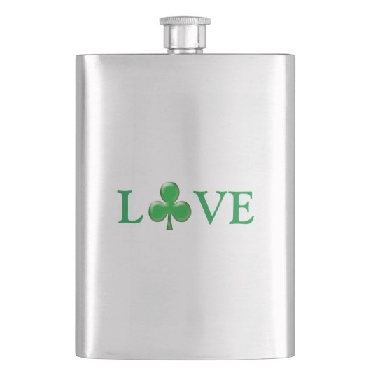 St. Patrick's Day Irish Liebe Green Clover Kleebla Flachmann (Vorderseite)