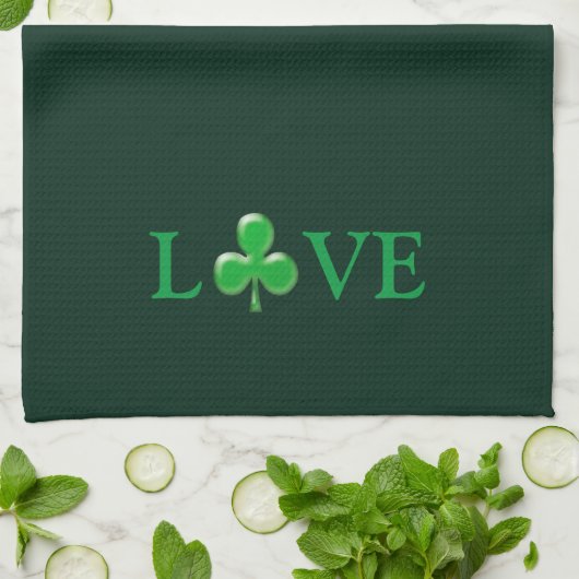 St. Patrick's Day Irish Liebe Green Clover Kleebla Geschirrtuch (Gefaltet)