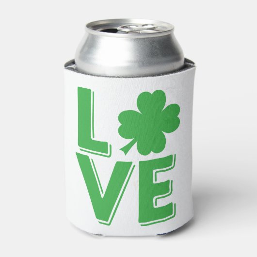 St. Patrick's Day Irish Liebe Green Kleeblatt Dosenkühler (Kanne Vorderseite)