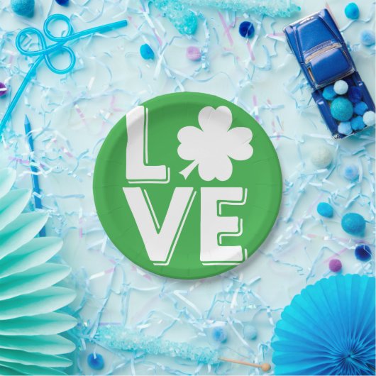 St. Patrick's Day Irish Liebe Green Kleeblatt Pappteller (Party)