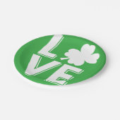 St. Patrick's Day Irish Liebe Green Kleeblatt Pappteller (Schrägansicht)