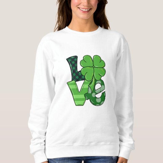 St. Patrick's Day Irish Liebe Kleeblatt Green Kari Sweatshirt (Vorderseite)