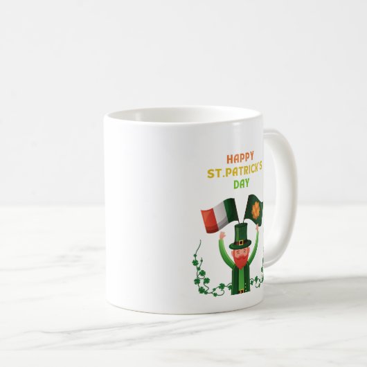 St. Patricks Day Irish- Lucky Irish Kleeblatt Kaffeetasse (VorderseiteRechts)