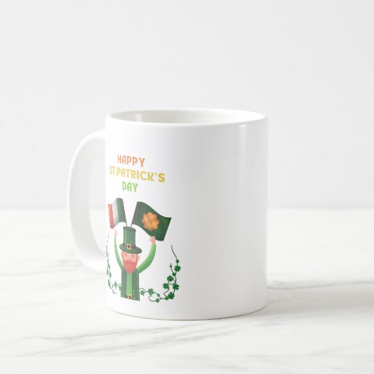 St. Patricks Day Irish- Lucky Irish Kleeblatt Kaffeetasse (Vorderseite Links)
