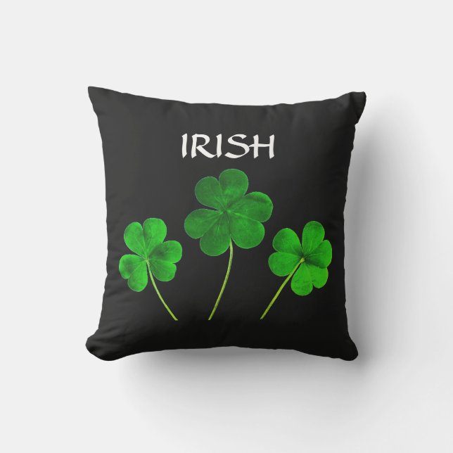 St Patrick's Day Irish Neon Green Kleeblatt Black Kissen (Vorderseite)