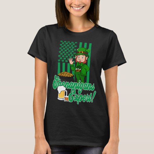 St Patricks Day Irish Party Shenanigans USA Flag L T-Shirt (Vorderseite)