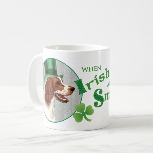 St. Patrick's Day Irish Red & White Setter Kaffeetasse (Vorderseite Links)