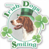 St. Patrick's Day Irish Red & White Setter Vinyl Aufkleber (Vorderseite)