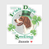 St. Patrick's Day Irish Red & White Setter Vinyl Aufkleber (Blatt)