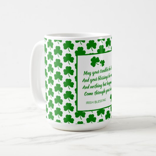 St. Patrick's Day Irish Sessing Green Kleeblatt Kaffeetasse (Vorderseite Links)