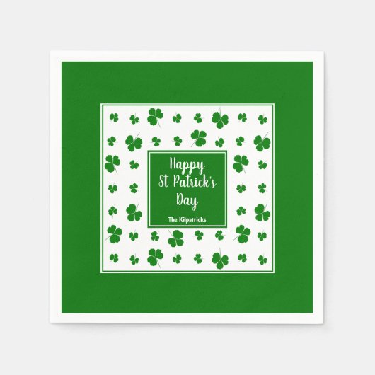 St Patrick's Day Irish Sessings Kleeblatt Pattern Serviette (Vorderseite)