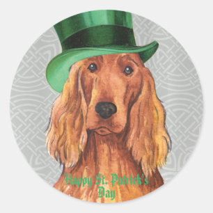 St. Patrick's Day Irish Setter Classic Round Stick Runder Aufkleber