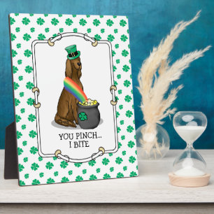 St. Patrick's Day Irish Setter Dog (red 1) Funny Fotoplatte