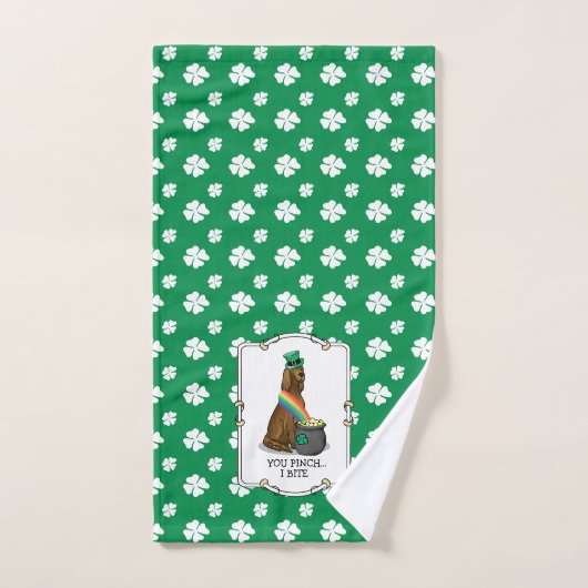 St. Patrick's Day Irish Setter Dog (rot 1) Funny Badhandtuch Set (Handtuch)