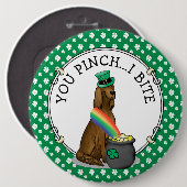 St. Patrick's Day Irish Setter Dog (rot 1) Funny Button (Vorne & Hinten)