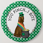 St. Patrick's Day Irish Setter Dog (rot 1) Funny Button (Vorderseite)