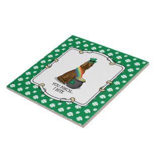 St. Patrick's Day Irish Setter Dog (rot 1) Funny Fliese