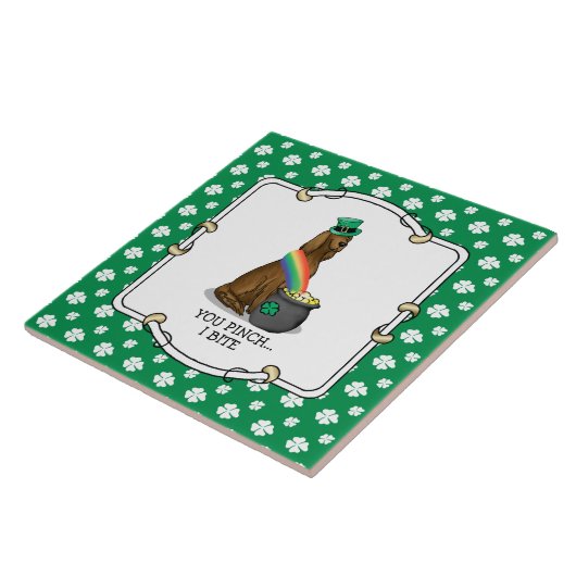 St. Patrick's Day Irish Setter Dog (rot 1) Funny Fliese (Seite)