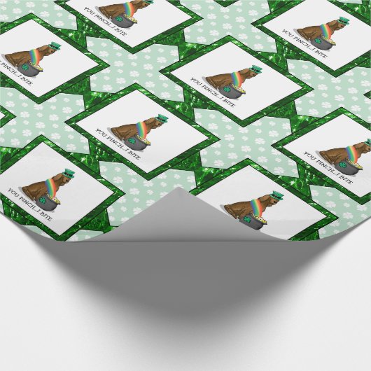 St. Patrick's Day Irish Setter Dog (rot 1) Funny Geschenkpapier (Ecke)