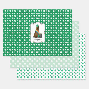 St. Patrick's Day Irish Setter Dog (rot 1) Funny Geschenkpapier Set