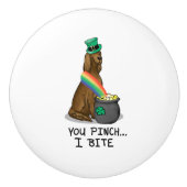 St. Patrick's Day Irish Setter Dog (rot 1) Funny Keramikknauf (Vorderseite)